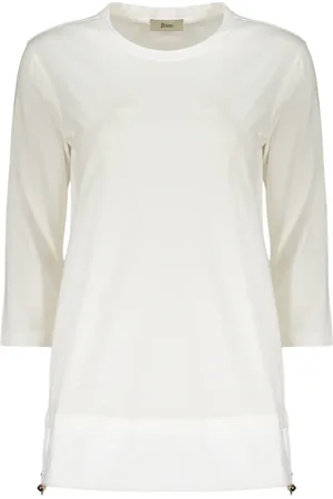 HERNO Top, Dame, Hvid, 2XL, Bomuld, Justerbar snørehem langærmet top