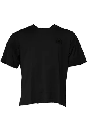 Dolce & Gabbana Top, Herre, Sort, M, Bomuld, Sort Logo Bomuld Crew Neck T-shirt