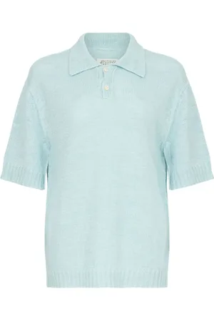 Maison Margiela Top, Dame, Blå, M, Strikket Polo Shirt