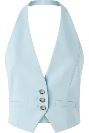 Pinko Jakke, Dame, Blå, 2XS, Blå Cropped Halterneck Jakke