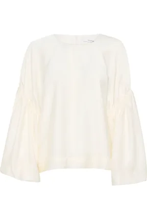 Gestuz Bluser & Skjorter, Dame, , M, Nylon, Elegant Ballonærme Bluse Egret