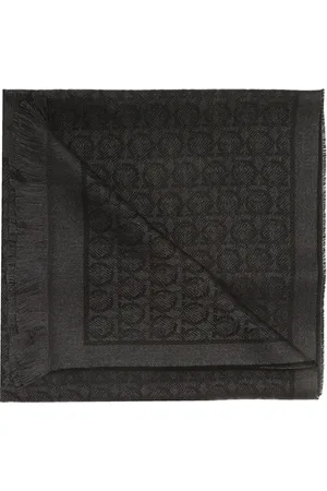 Salvatore Ferragamo Tilbehør, Dame, Grå, ONE SIZE, Uld, Gancini tørklæde