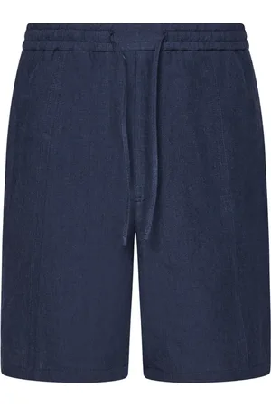 Emporio Armani Shorts, Herre, Blå, S, Linned, Blå Linnedshorts med Elastisk Talje