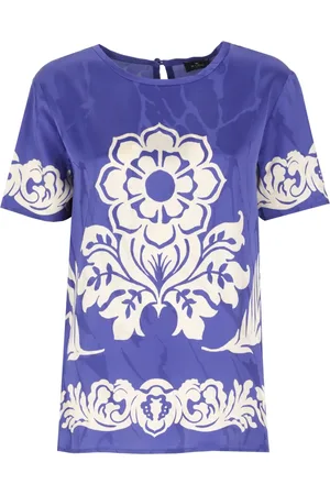 Etro Bluser & Skjorter, Dame, Lilla, M, Lilla Viskose T-shirt med Rund Hals