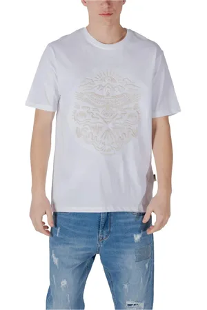 GIANNI LUPO Top, Herre, Hvid, S, Bomuld, Hvidt Trykt Bomuldst-shirt Korte Ærmer
