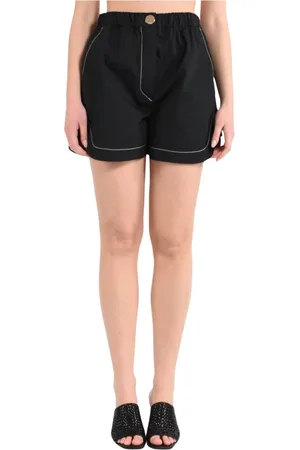 Sportmax Shorts, Dame, Sort, S, Bomuld, Bomuldspoplin Elastisk Talje Shorts