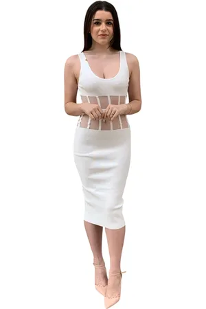 Elisabetta Franchi Kjole, Dame, Hvid, L, Strik Kjole