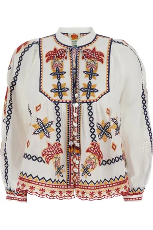 Farm Rio Bluser & Skjorter, Dame, Flerfarvet, S, Uld, Broderet bluse i multifarver