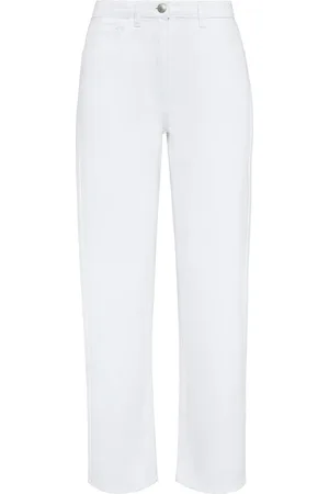 MVP Wardrobe Jeans, Dame, Hvid, M, Bomuld, Hvid Boyfriend Jeans med Sølvknap