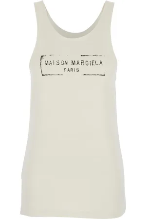 Maison Margiela Top, Dame, , M, Bomuld, Top med bred halsudskæring og logo
