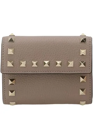 VALENTINO GARAVANI Tilbehør, Dame, Grå, ONE SIZE, Læder, Rockstud Treklap Læderpung