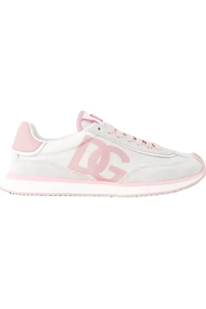 Dolce & Gabbana Sko, Dame, Hvid, 40 EU, Polyester, Pink og hvide logo sneakers