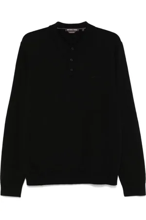 Michael Kors Top, Herre, Sort, 2XL, Uld, Sort Polo Shirt i Merinould