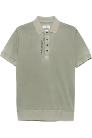 Vivienne Westwood Top, Herre, Grøn, XL, Grøn Rippet Polo Skjorte
