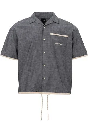 Armani Exchange Skjorte, Herre, Blå, M, Denim, Mørk Denim Kortærmet Skjorte