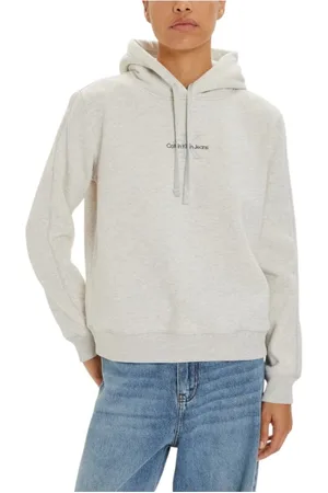 Calvin Klein Sweathshirts & Hoodies, Dame, Hvid, XS, Bomuld, Grå Bomuldssweater med Monologo Regular