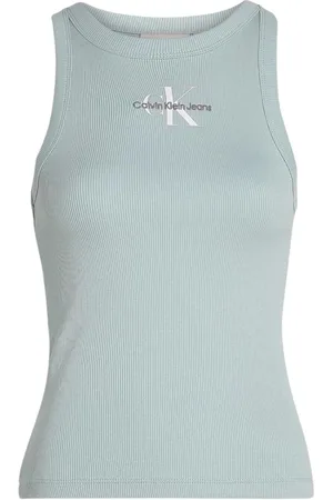 Calvin Klein Top, Dame, Blå, M, Bomuld, Lysblå Ærmeløs Tank Top