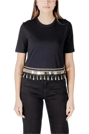 ONLY Top, Dame, Sort, M, Bomuld, Pailletdetalje T-shirt