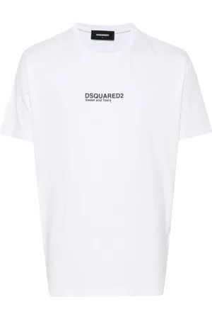 Dsquared2 Top, Herre, Hvid, M, Bomuld, Hvid T-shirt med print, korte ærmer