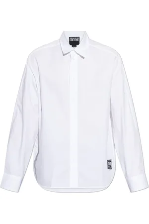 VERSACE Skjorte, Herre, Hvid, 3XL, Bomuld, Skjorte med logo-patch