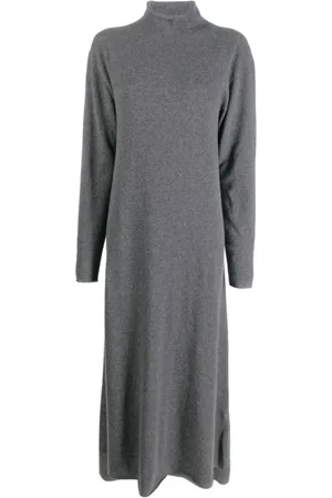 Jil Sander Kjole, Dame, Grå, M, Cashmere, Mørkegrå Cashmere Maxi Kjole