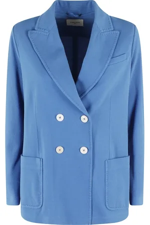 Circolo Jakke, Dame, Blå, XS, Bomuld, Sapphire Oxford Blazer Dobbeltspændt