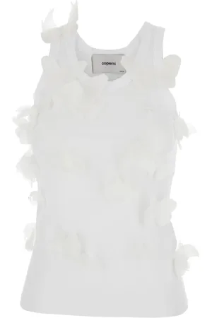COPERNI Top, Dame, Hvid, S, Bomuld, Hvid Butterfly Ærmeløs Top med Logo Detalje
