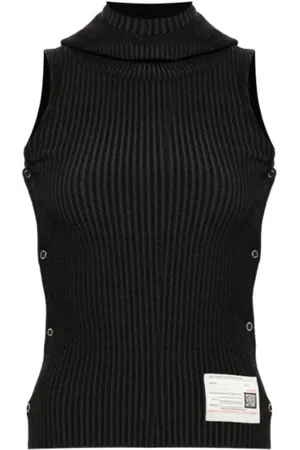MIHARA YASUHIRO Top, Dame, Sort, M, Sort Vest med Valaclava Stil