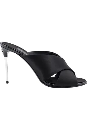 Dolce & Gabbana Sko, Dame, Sort, 38 1/2 EU, Satin, Sorte sandaler med metalhæl