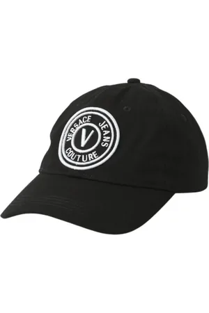 VERSACE Tilbehør, Herre, Sort, ONE SIZE, Bomuld, Sorte hatte med broderet logo