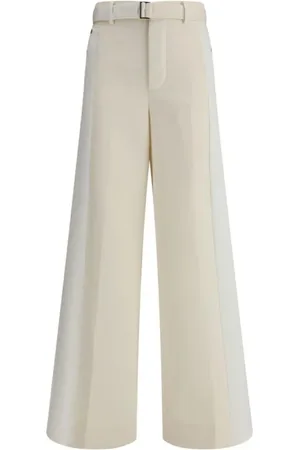 SACAI Bukser, Dame, Hvid, S, Denim, Elegant Denim Bukser med Skræddersyet Stil