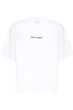 Maison Kitsuné Top, Herre, Hvid, S, Broderi Oversize T-shirt