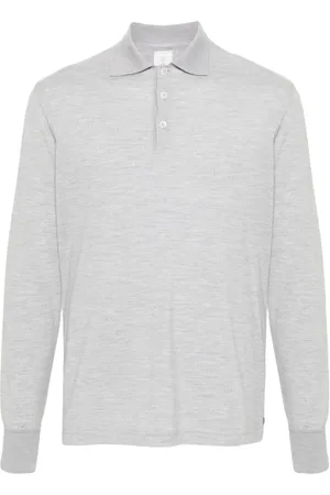ELEVENTY Top, Herre, Grå, 3XL, Uld, Casual Langærmet Polo Shirt i Grå