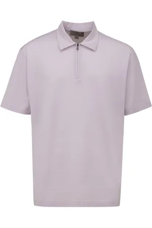 CANALI Top, Herre, Lilla, 3XL, Bomuld, Lilla zip polo lavet i Italien