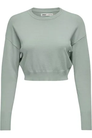 ONLY Strik, Dame, Grøn, M, Uld, Cropped Strik Pullover