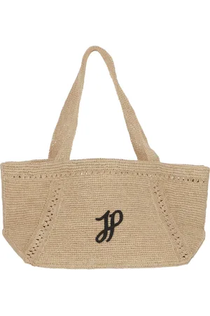 Patou Taske, Dame, , ONE SIZE, Uld, Raffia Tote Taske med Broderet Logo