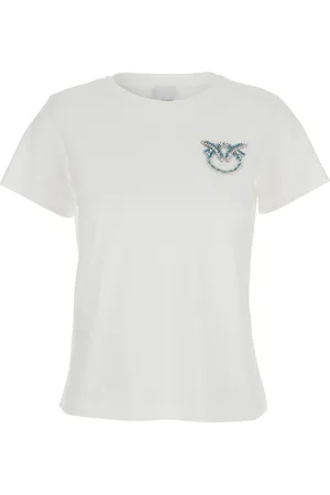 Pinko Top, Dame, Hvid, XS, Bomuld, Hvid T-shirt Jersey Logo