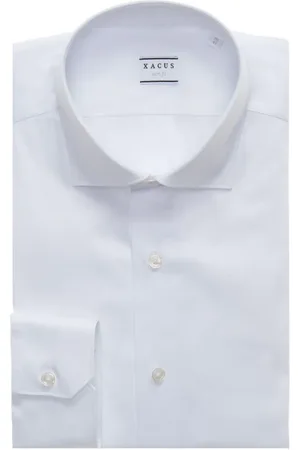 Xacus Skjorte, Herre, Hvid, L, Bomuld, Slim Fit Bomuld Stretch Fransk Krave Skjorte