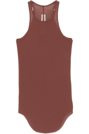 Rick Owens Top, Dame, Brun, XS, Bomuld, Ribbet Tanktop
