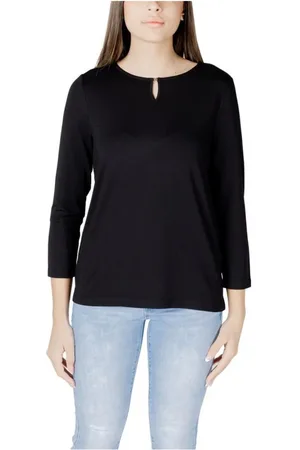 Street one Top, Dame, Sort, XL, Uld, Elegant Jersey T-shirt med dekorativt detalje