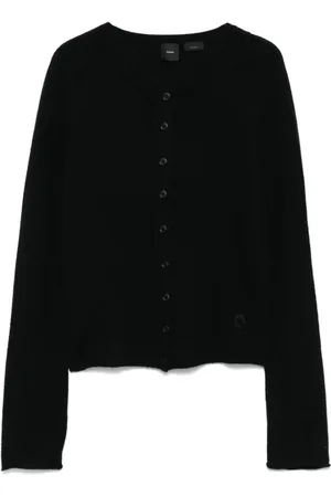 Pinko Strik, Dame, Sort, S, Læder, Sort Strikket Casual Sweater