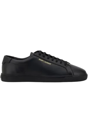 Saint Laurent Sko, Herre, Sort, 42 EU, Læder, Læder Sneakers med Ikonisk Monogram