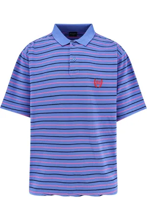 Balenciaga Top, Herre, Blå, M, Bomuld, Blå Polo Skjorte med Logo Broderi