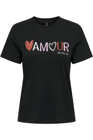 ONLY Top, Dame, Sort, XS, Bomuld, Valentine Life Regular Tee