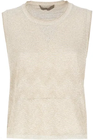 D.EXTERIOR Strik, Dame, , S, Uld, Gylden Ærmeløs Lurex Sweater