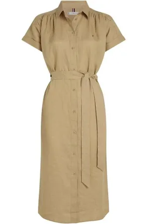 Tommy Hilfiger Kjole, Dame, , XL, Linned, Linned Midi Skjortekjole