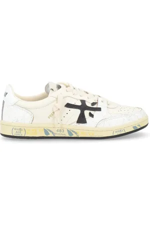 Premiata Sko, Herre, Hvid, 46 EU, Læder, Hvide og sorte lædersneakers