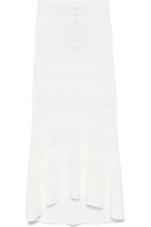Twin-Set Nederdel, Dame, Hvid, XS, Hvide Pointelle Trim Nederdele