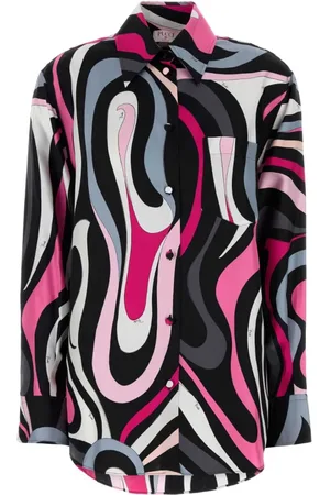 Emilio Pucci Bluser & Skjorter, Dame, Flerfarvet, L, Uld, Silketrykt skjorte