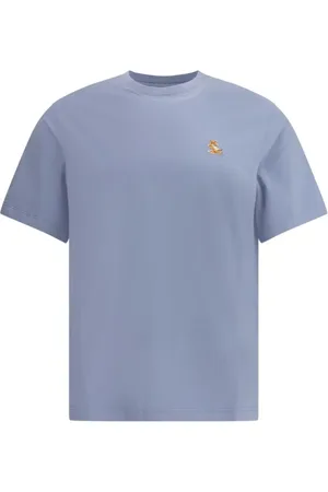 Maison Kitsuné Top, Herre, Blå, M, Bomuld, Logoet Bomuld T-shirt